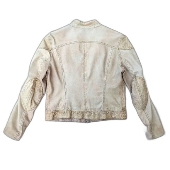 Vintage GIORGIO CUIRS Beige Leather Flight Jacket / Bomber, Sz 4 / 6 - Picture 6 of 16